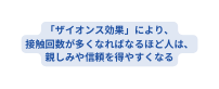 ザイオンス効果 により 接触回数が多くなればなるほど人は 親しみや信頼を得やすくなる